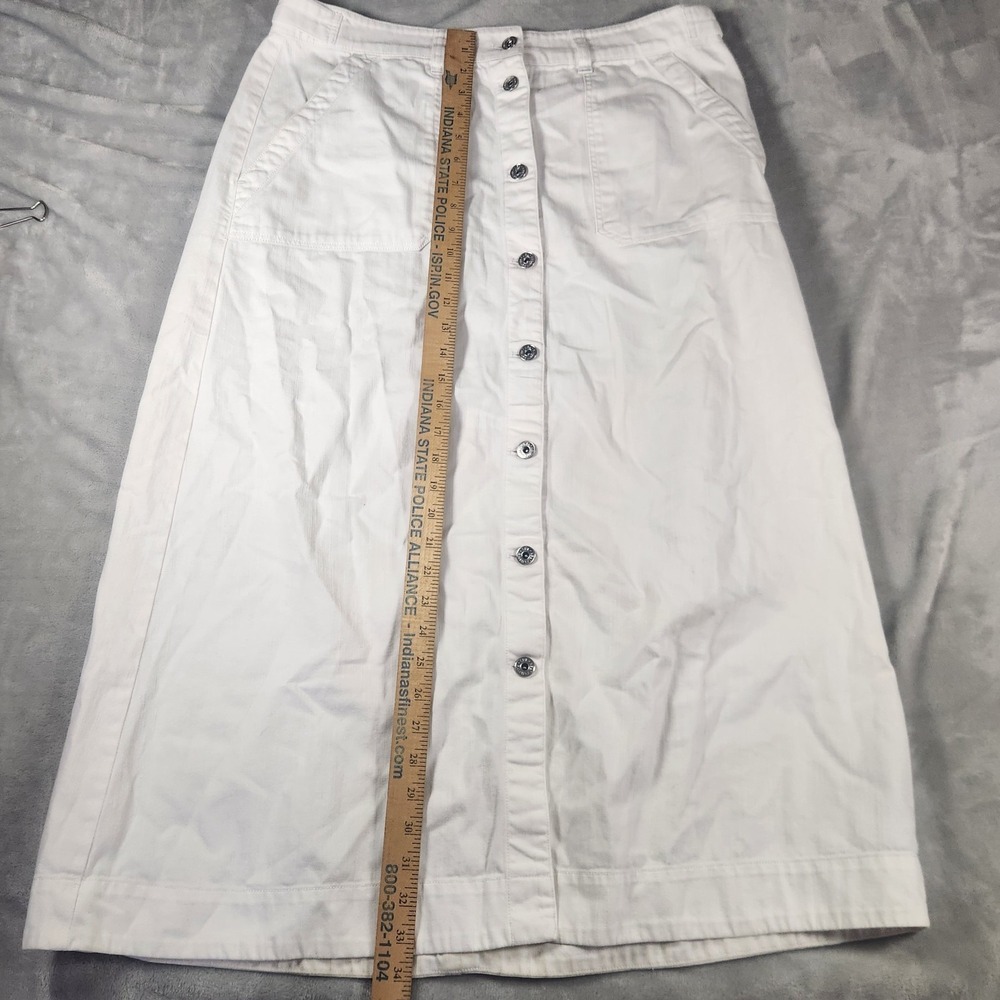 1967 Compagnie Ralph Lauren White Denim Long Pencil Skirt Size 12 Button Front - Picture 2 of 8